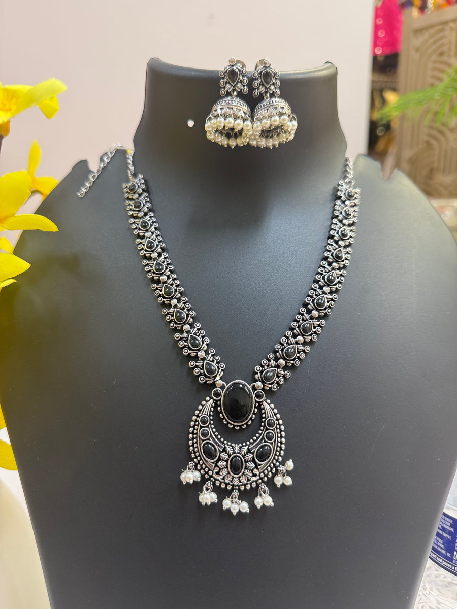 German Silver Black Necklace set