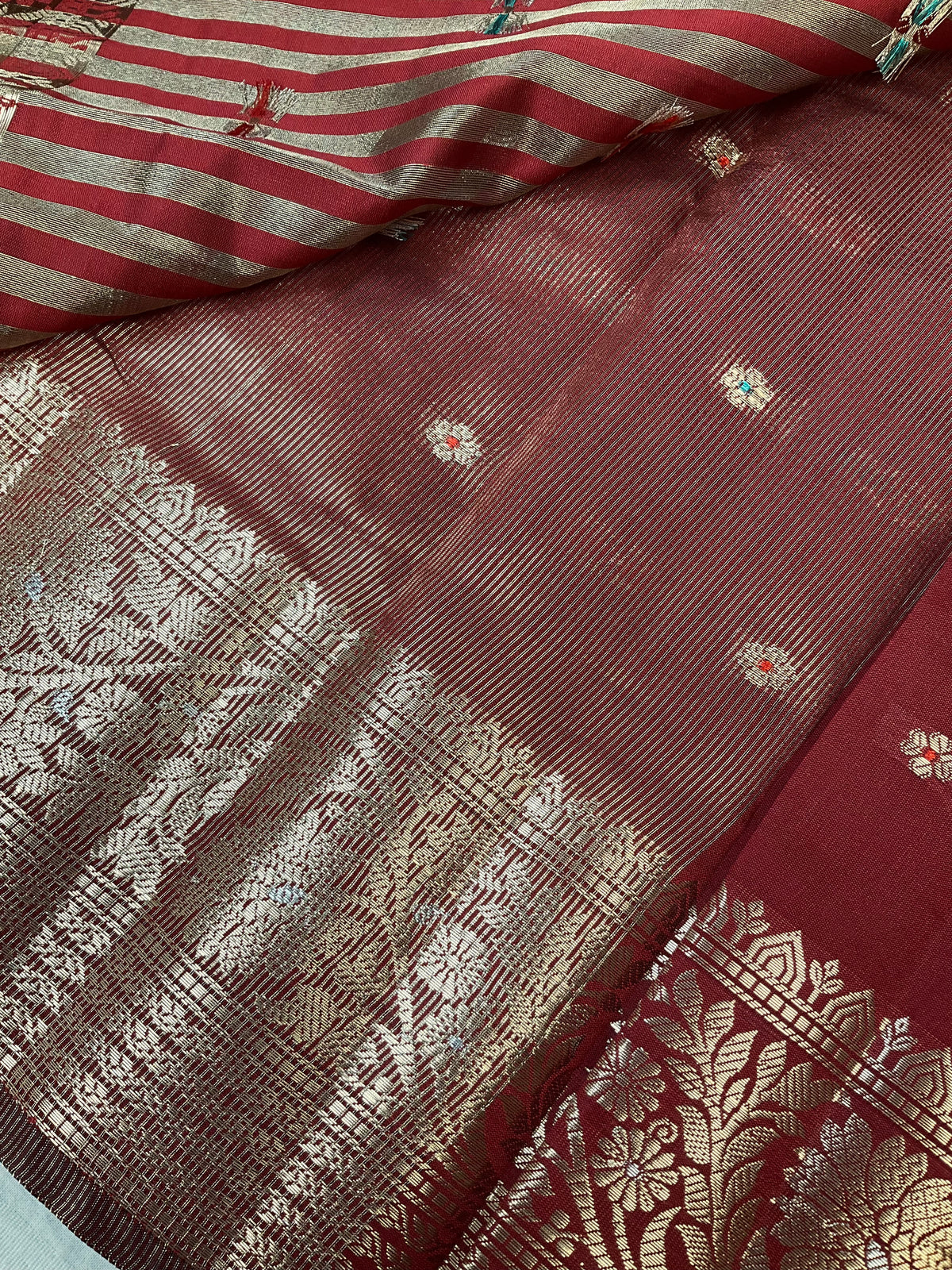 Benarasi Semi Silk Maroon Saree