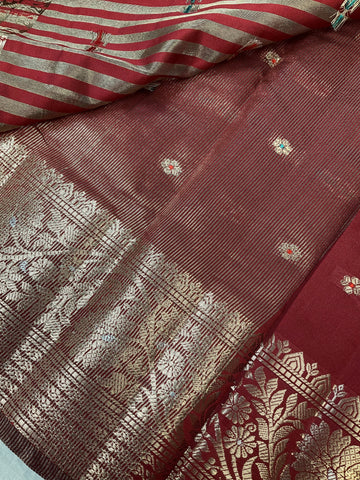 Benarasi Semi Silk Maroon Saree