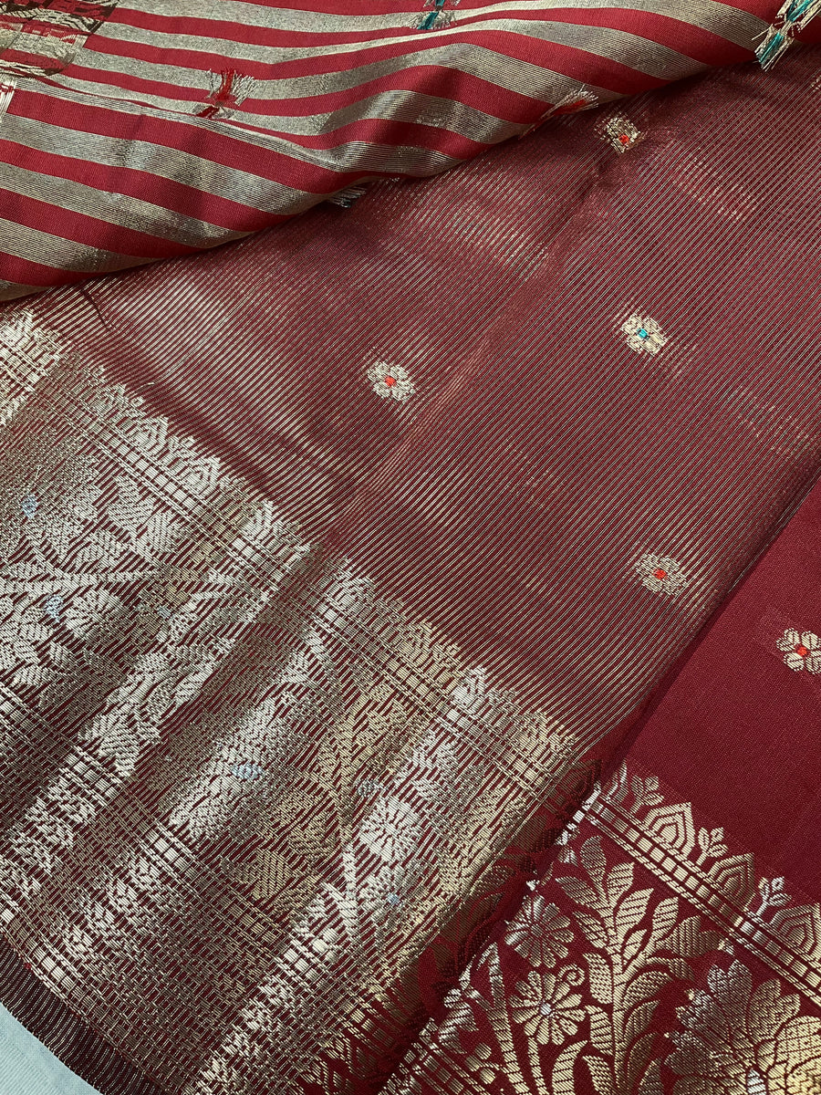 Benarasi Semi Silk Maroon Saree