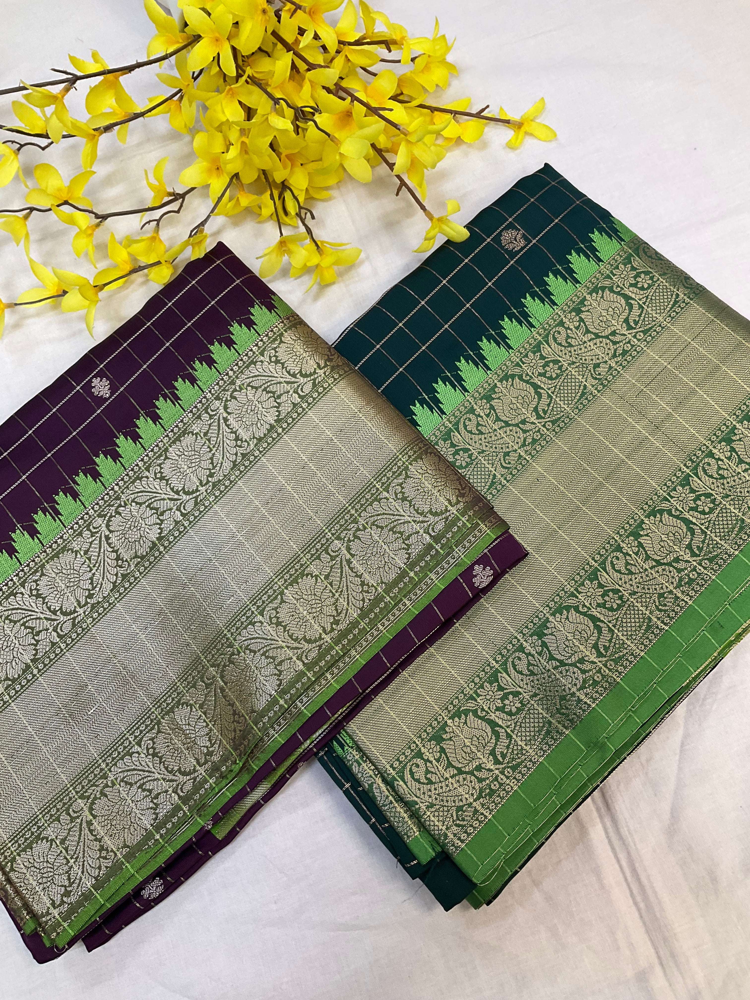 Gadwal Semi Silk Checks Sarees