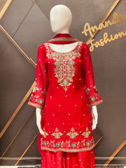 Red Party Wear Palazzo set