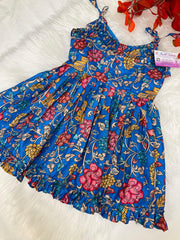 Size 24-Toddler- Kalamkari Frock in Royal Blue