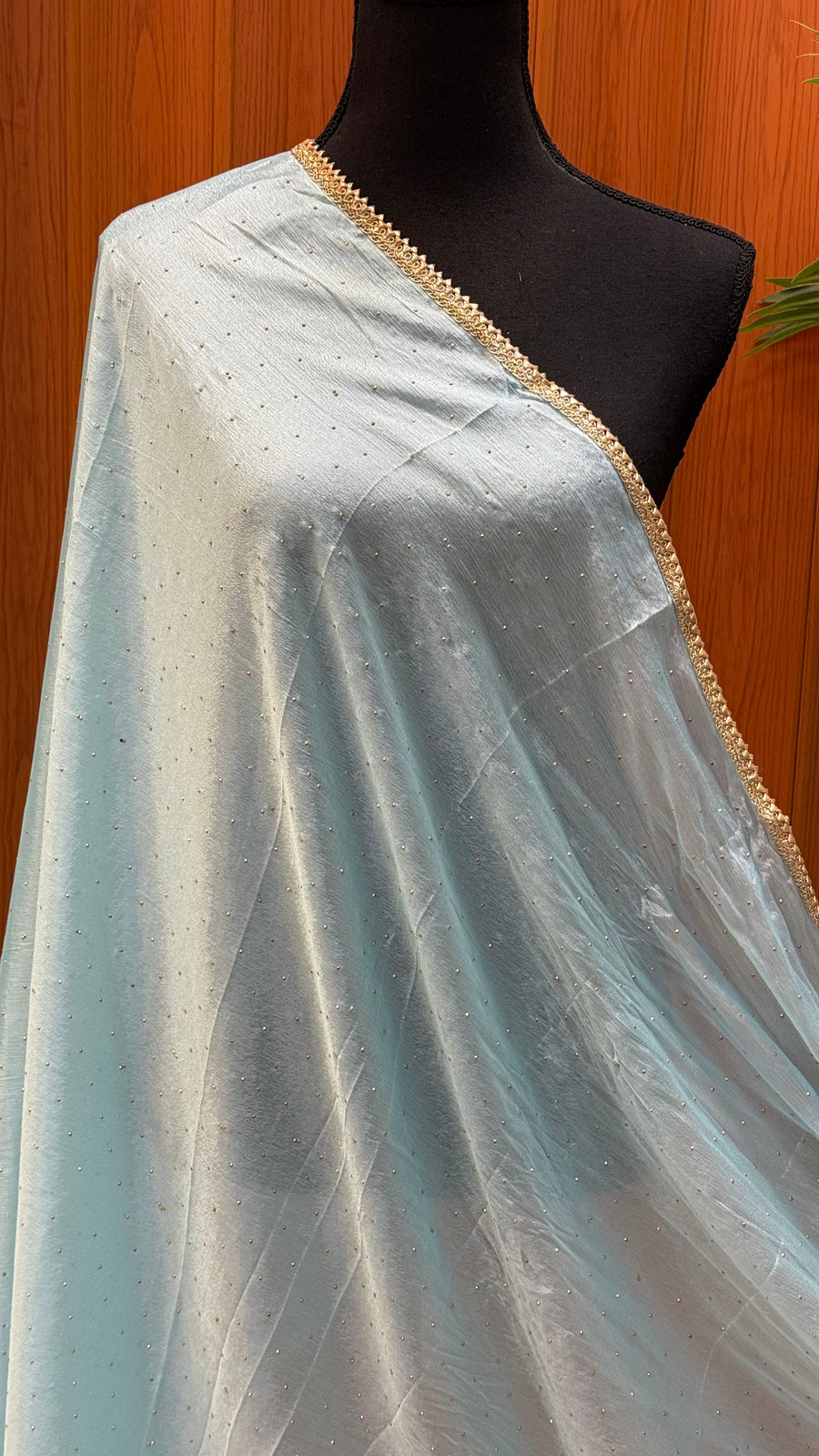 Satin Silk Dupattas with Gold Border