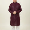 Boys Wine Chikankari Sequin Embroidered Kurta Pajama Set