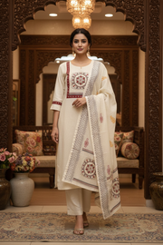 Plus Size Half White Kadhi Kurti set