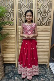 Girls Pink Lehenga Set