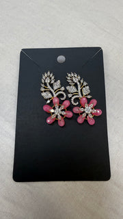 CZ Earrings with pink beads