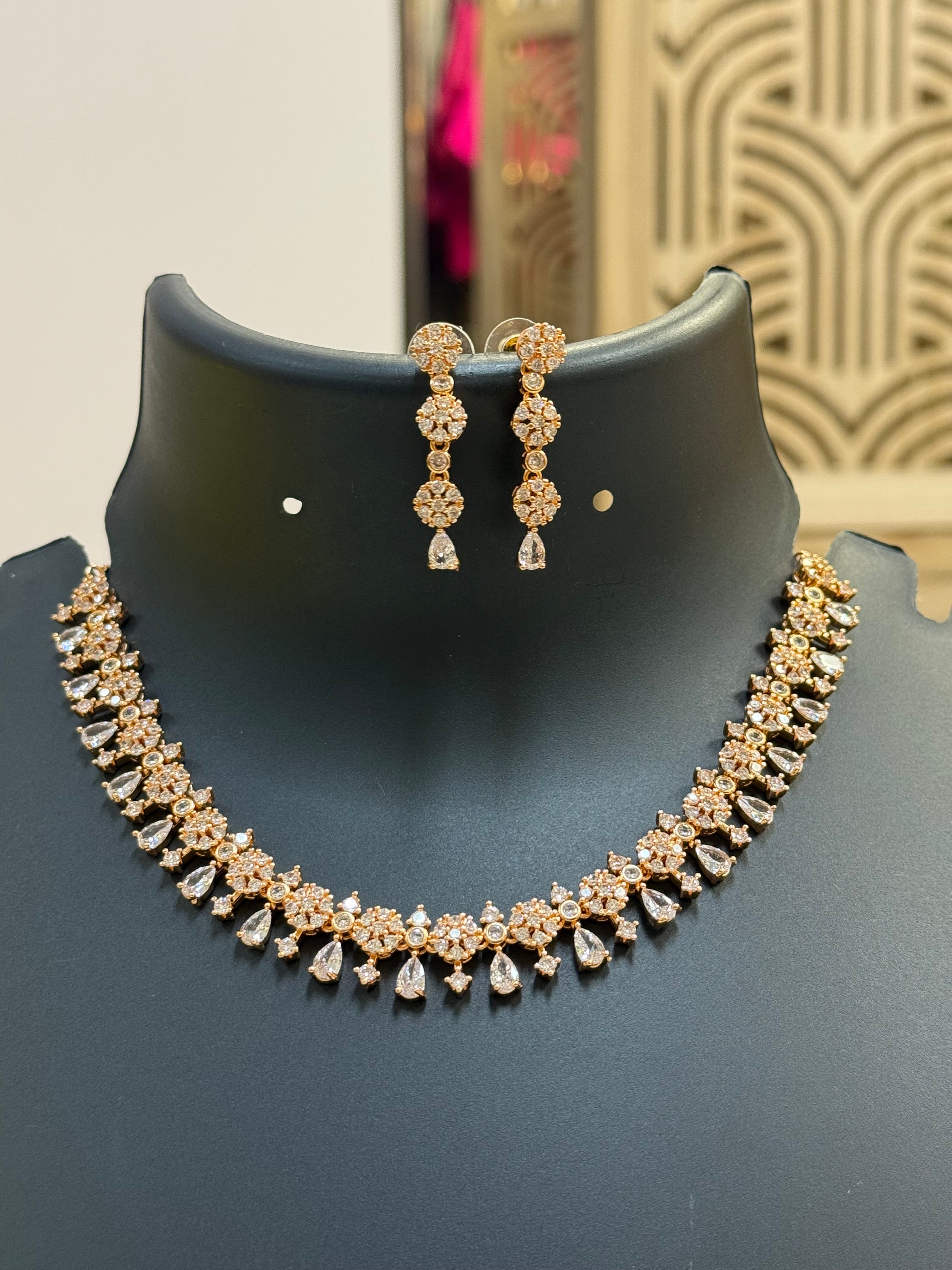 Rose Gold Necklace set - Anandi Fashions