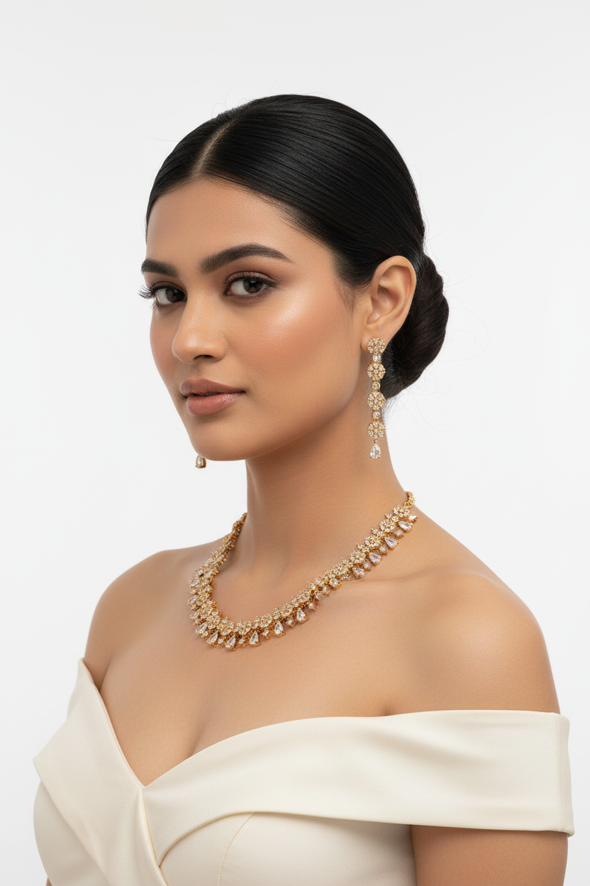 Rose Gold Necklace set - Anandi Fashions