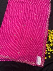 Pink- Pure Chiffon Leheriya Saree