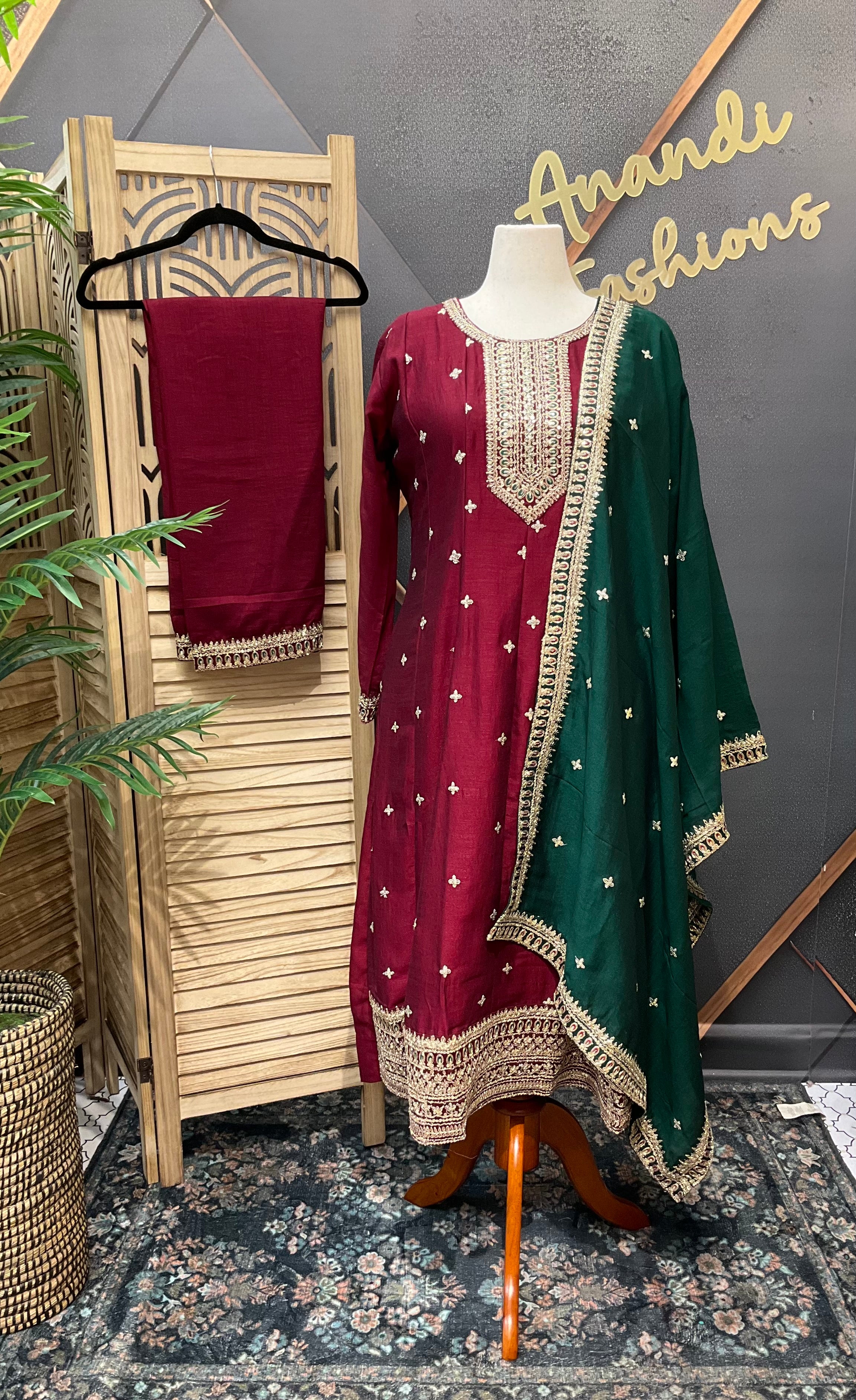 Size 46- Plus Size - Anarkali Kurti set