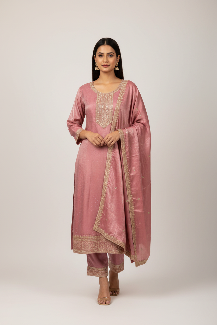 Plus size Pink Anarkali Kurti set