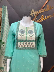 Jaipur Cotton Sea Green Kurti set