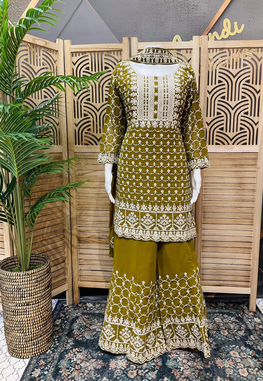 Heavy Designer Embroidery Sharara Set - Premium Party Wear