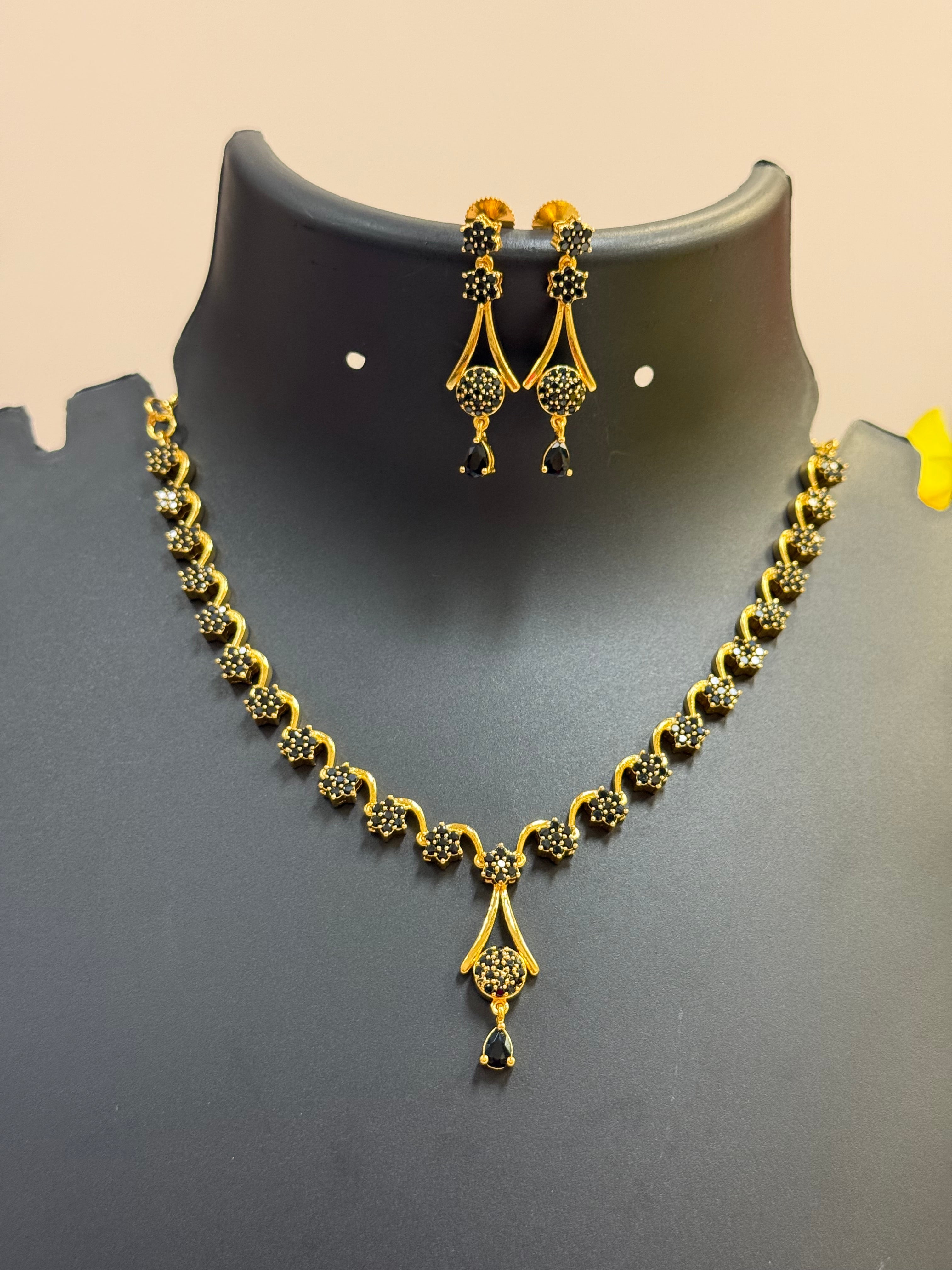 Black Stone CZ Necklace set