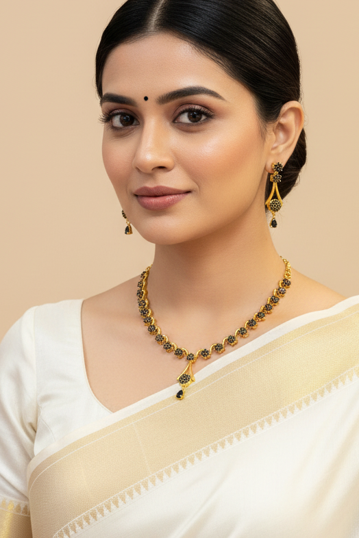 Black Stone CZ Necklace set