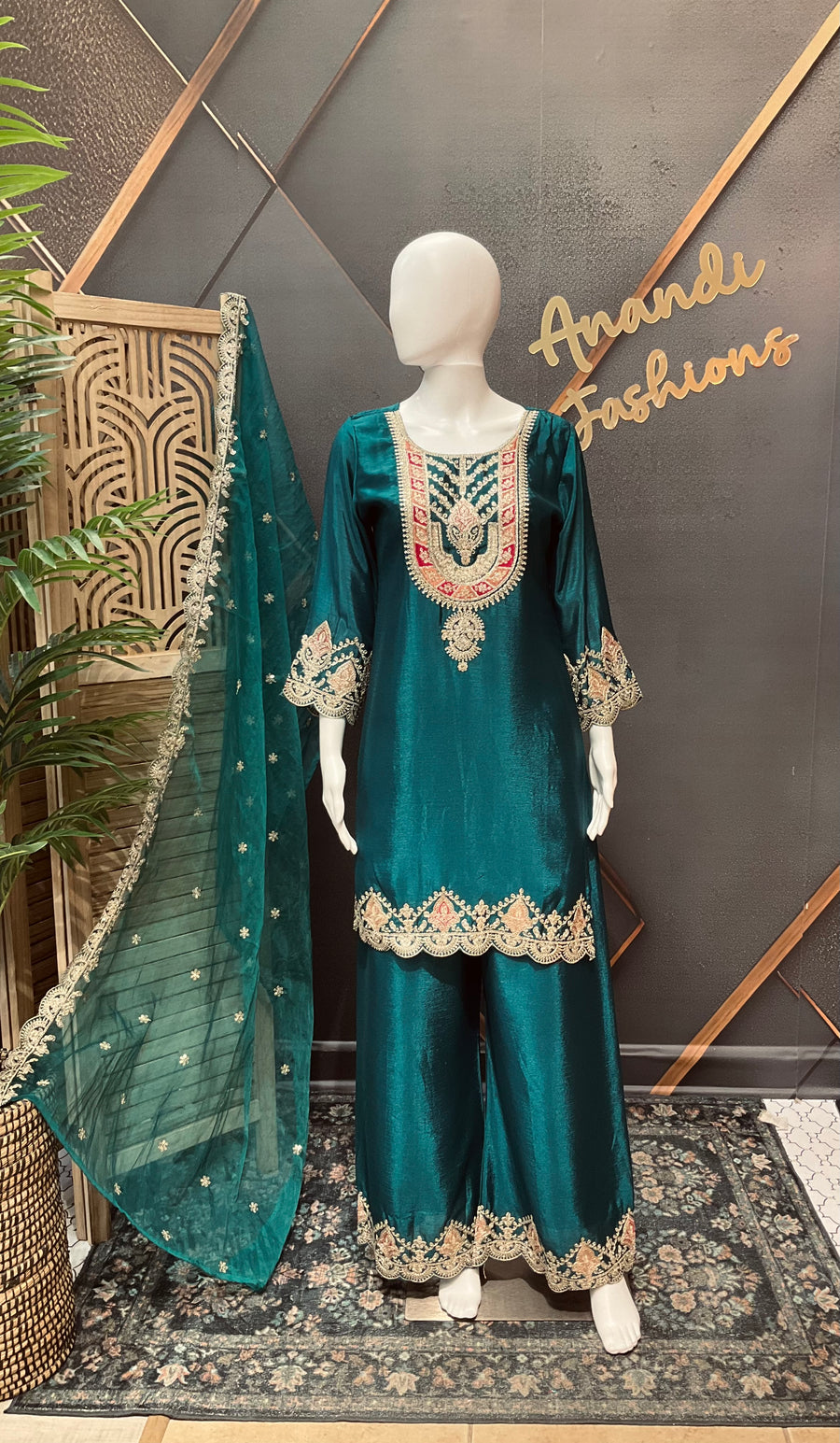 Rama Blue Party Wear Palazzo set