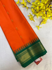 Orange Semi Silk Kanjeevaram Saree