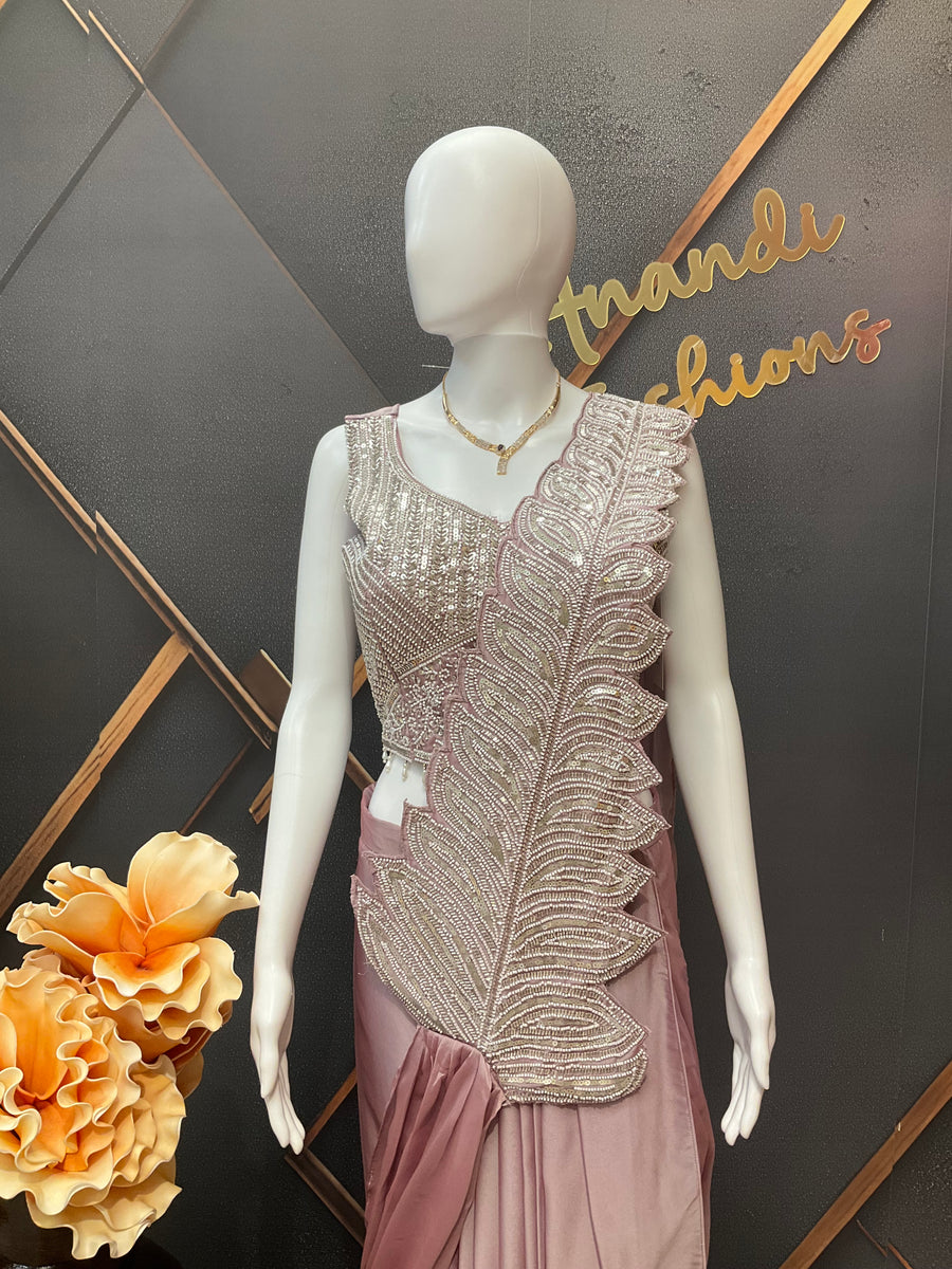 Lavender Ready to Wear Saree