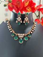Moissanite Necklace Set with Emeralds