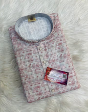 Light pink Chikankari Work Embroidery Mens kurta set