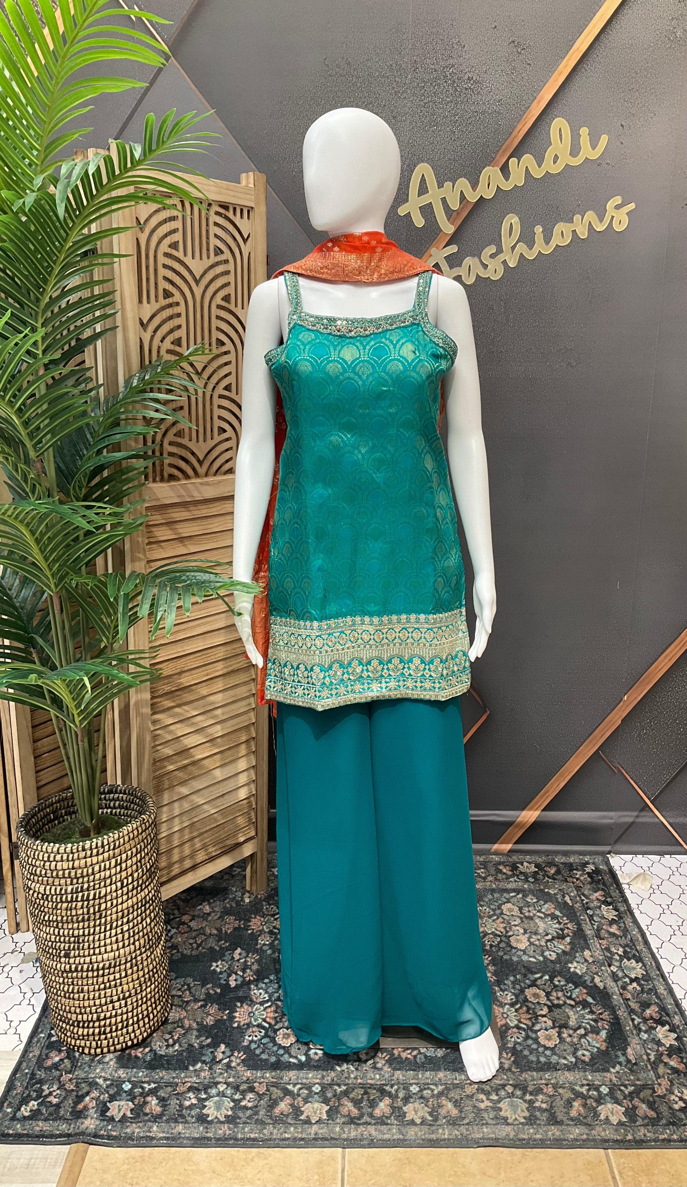 Size 38-Sleeveless Party wear Palazzo set