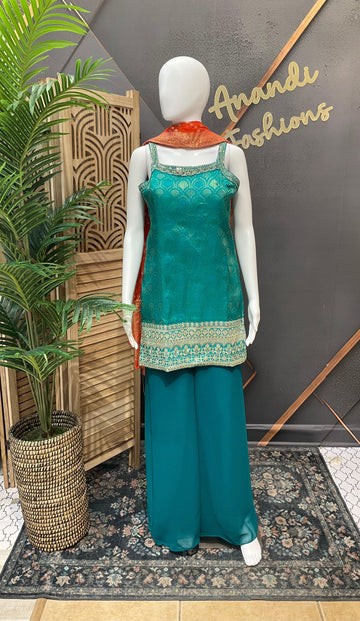 Size 38-Sleeveless Party wear Palazzo set