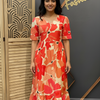 Orange - Patterned Long Dress/ Kurti