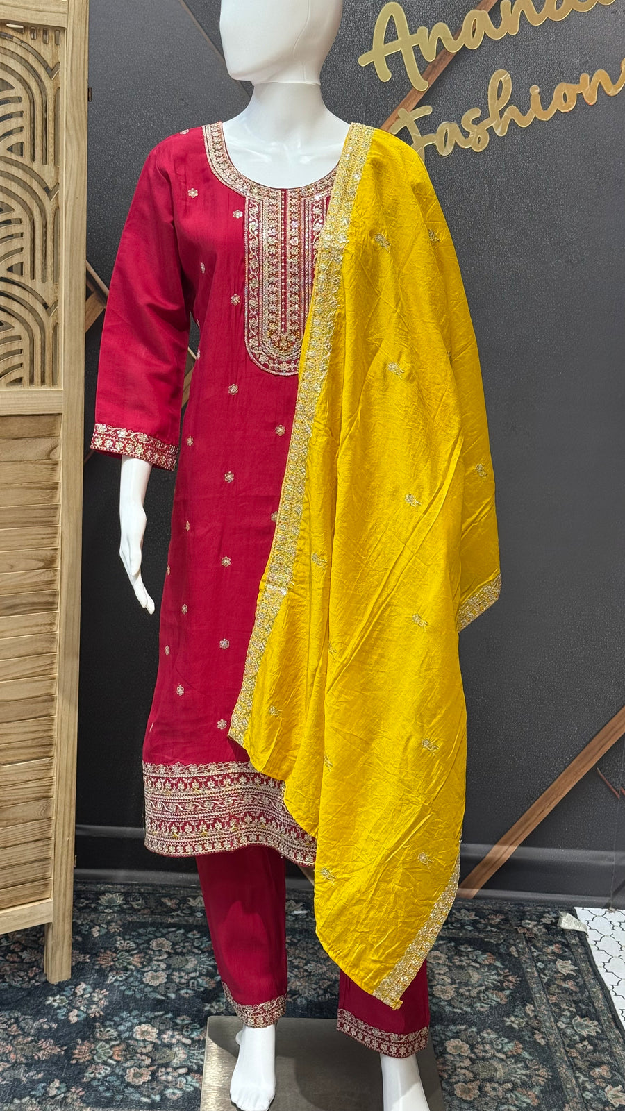 Red Party Wear Kurti set