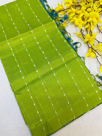 Colorful Mangalagiri Silk Saree with Contrast Blouse