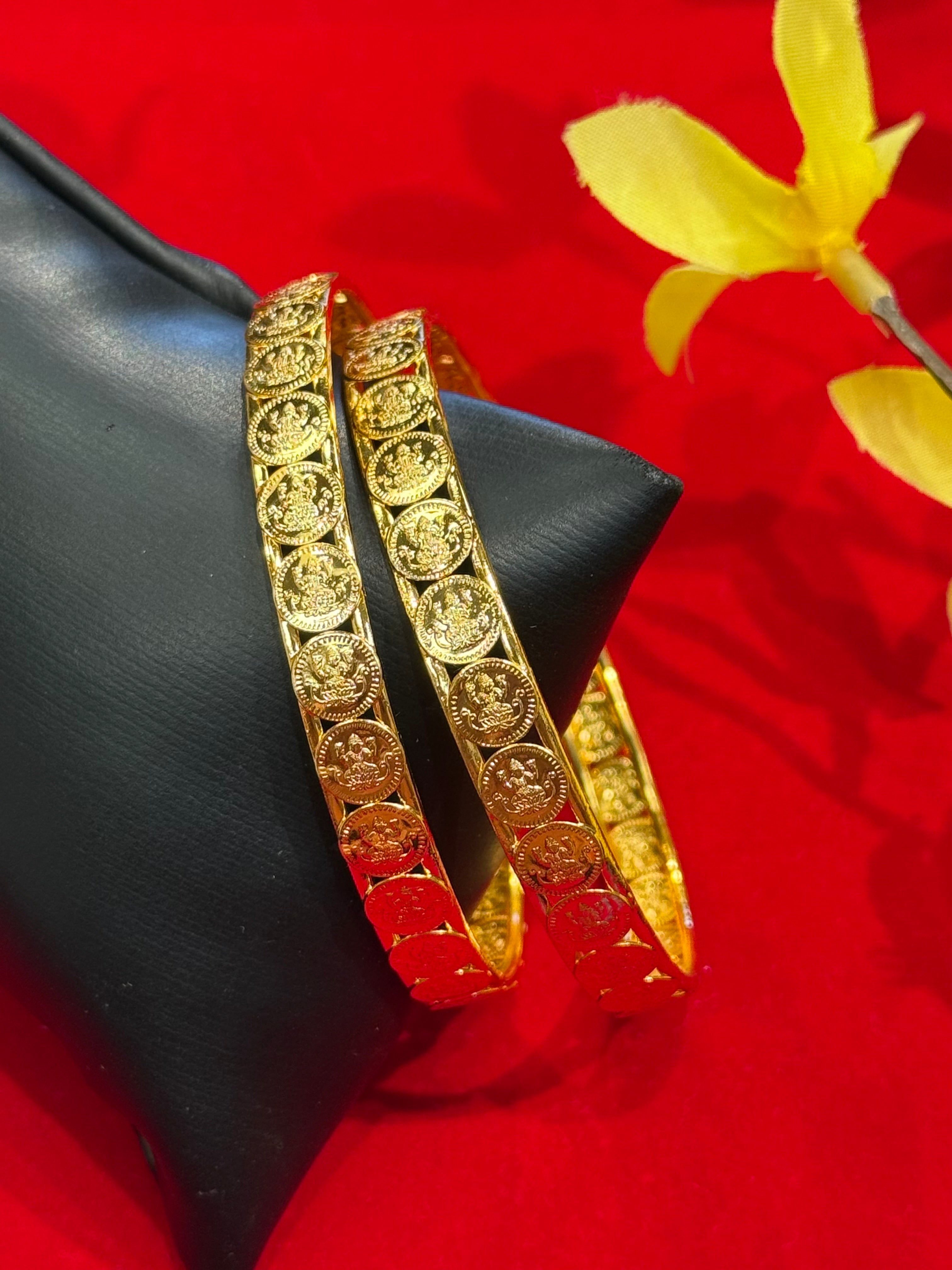 Gold Finish- Lakshmi Kasu Bangles