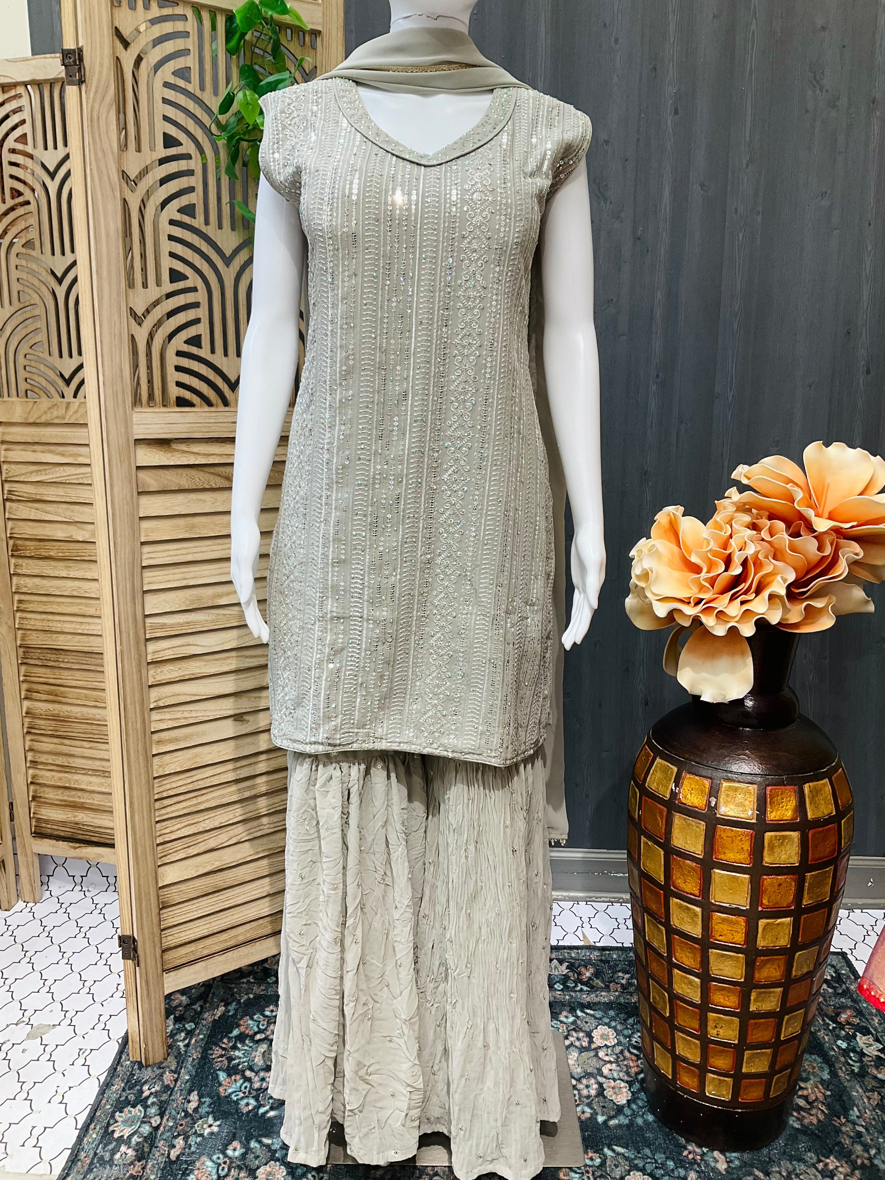 Grey Gharara / Sharara set