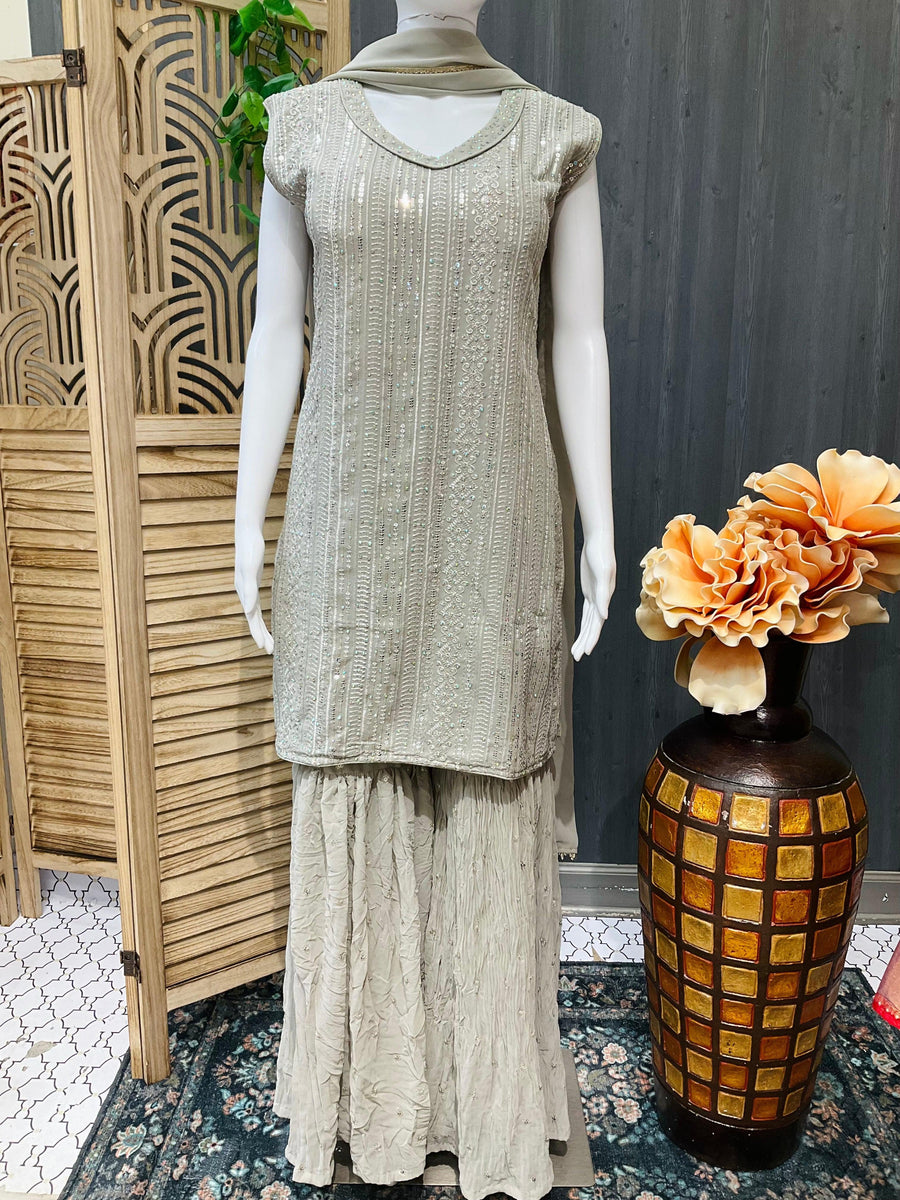 Grey Gharara / Sharara set