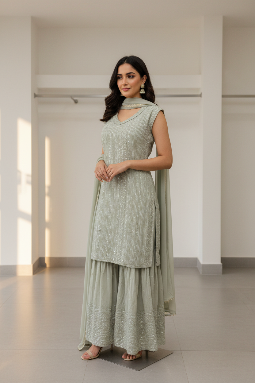 Grey Gharara / Sharara set