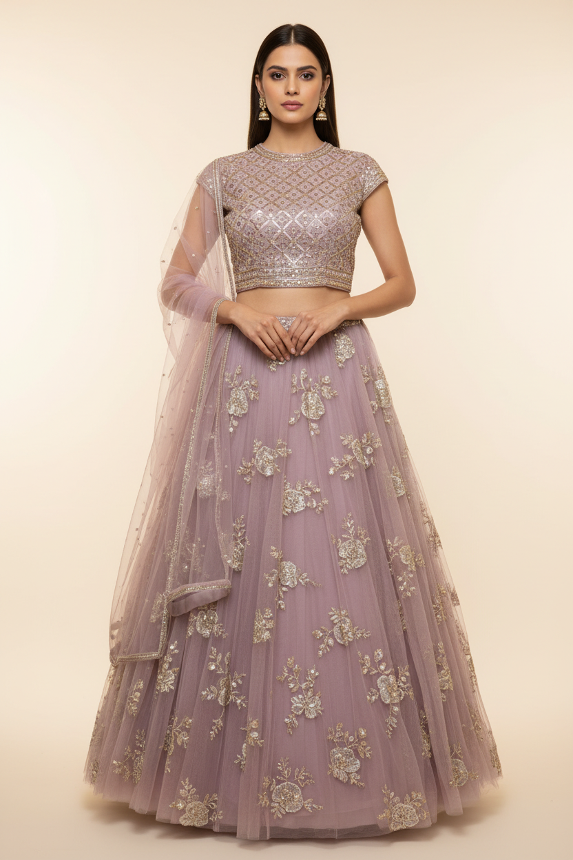 Pastel Lavender Party Wear Lehenga set