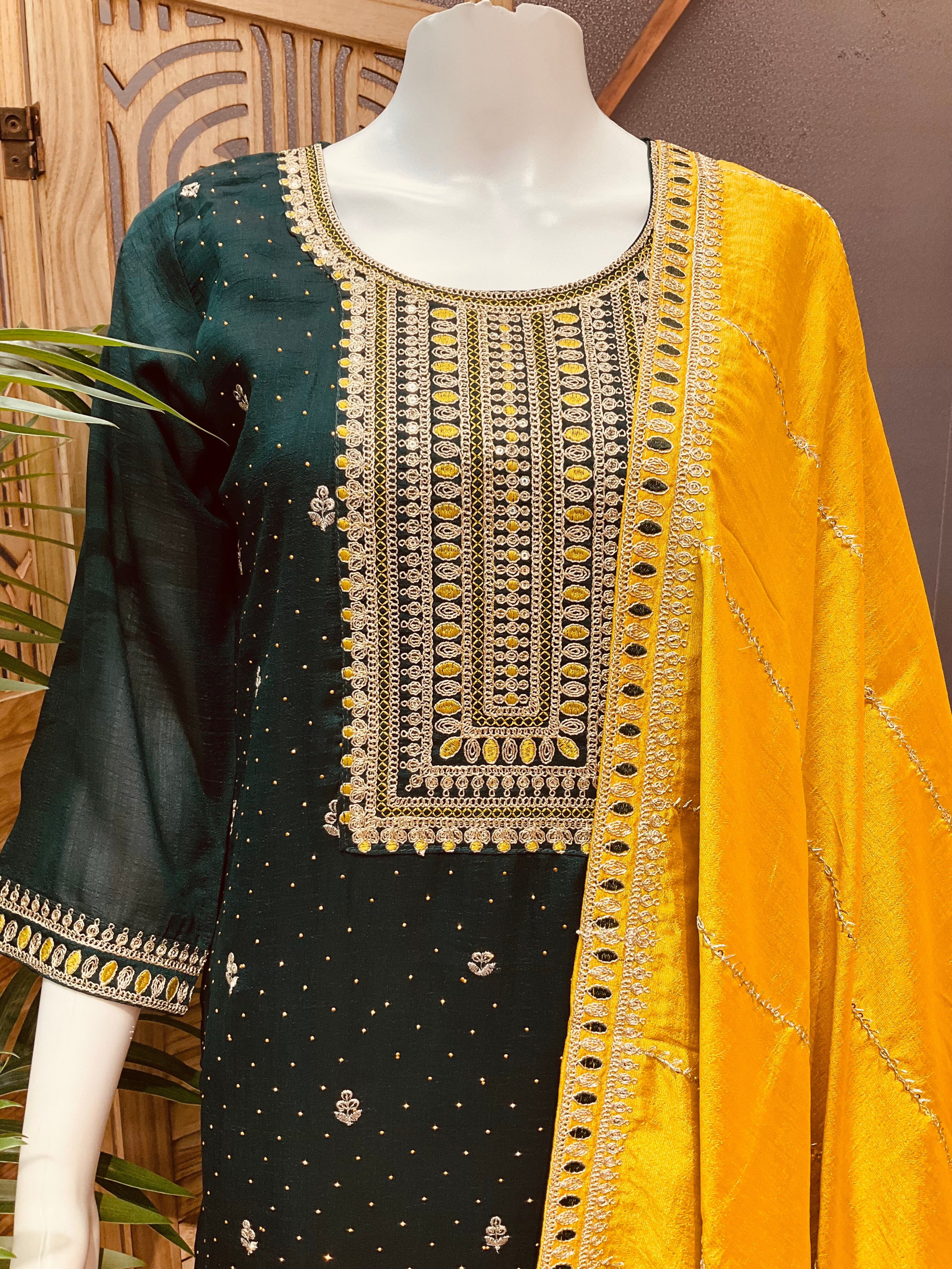 Size 38-Party Wear Chudidhar/Kurti sets with contrast dupatta