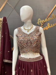 Maroon Party Wear Lehenga set