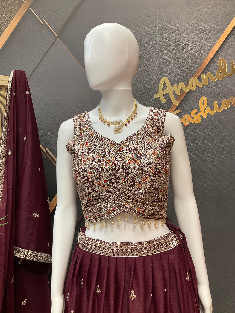 Maroon Party Wear Lehenga set