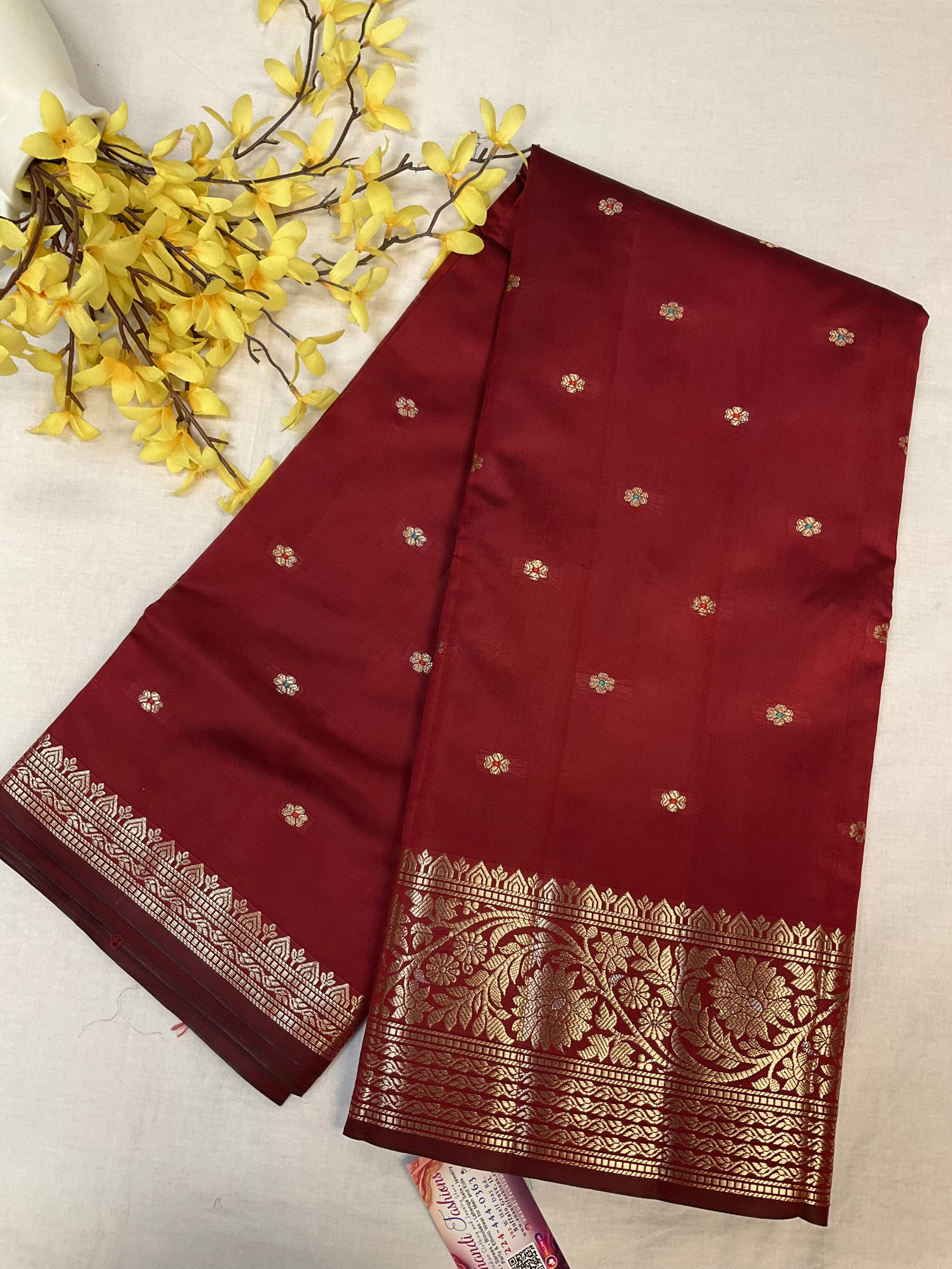 Benarasi Semi Silk Maroon Saree