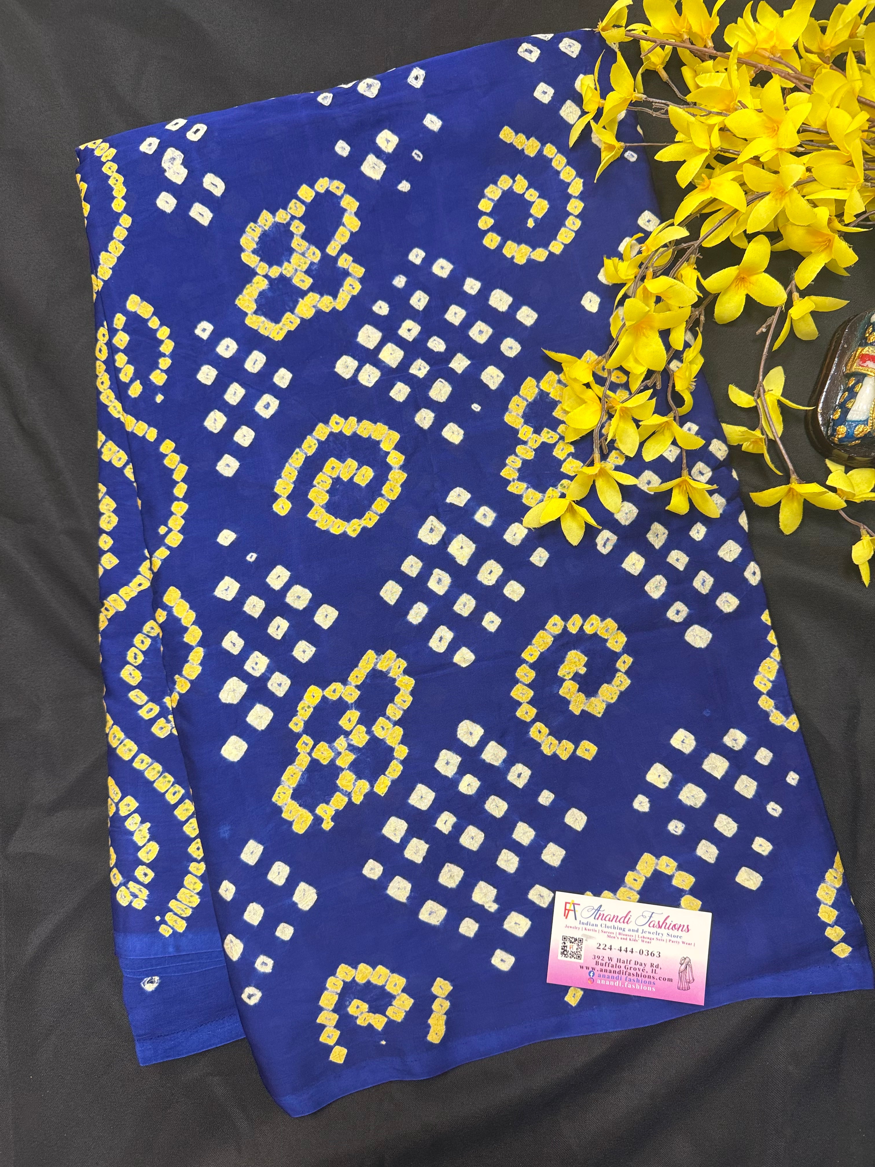 Royal Blue - Gajji Silk Bhandhini Sarees