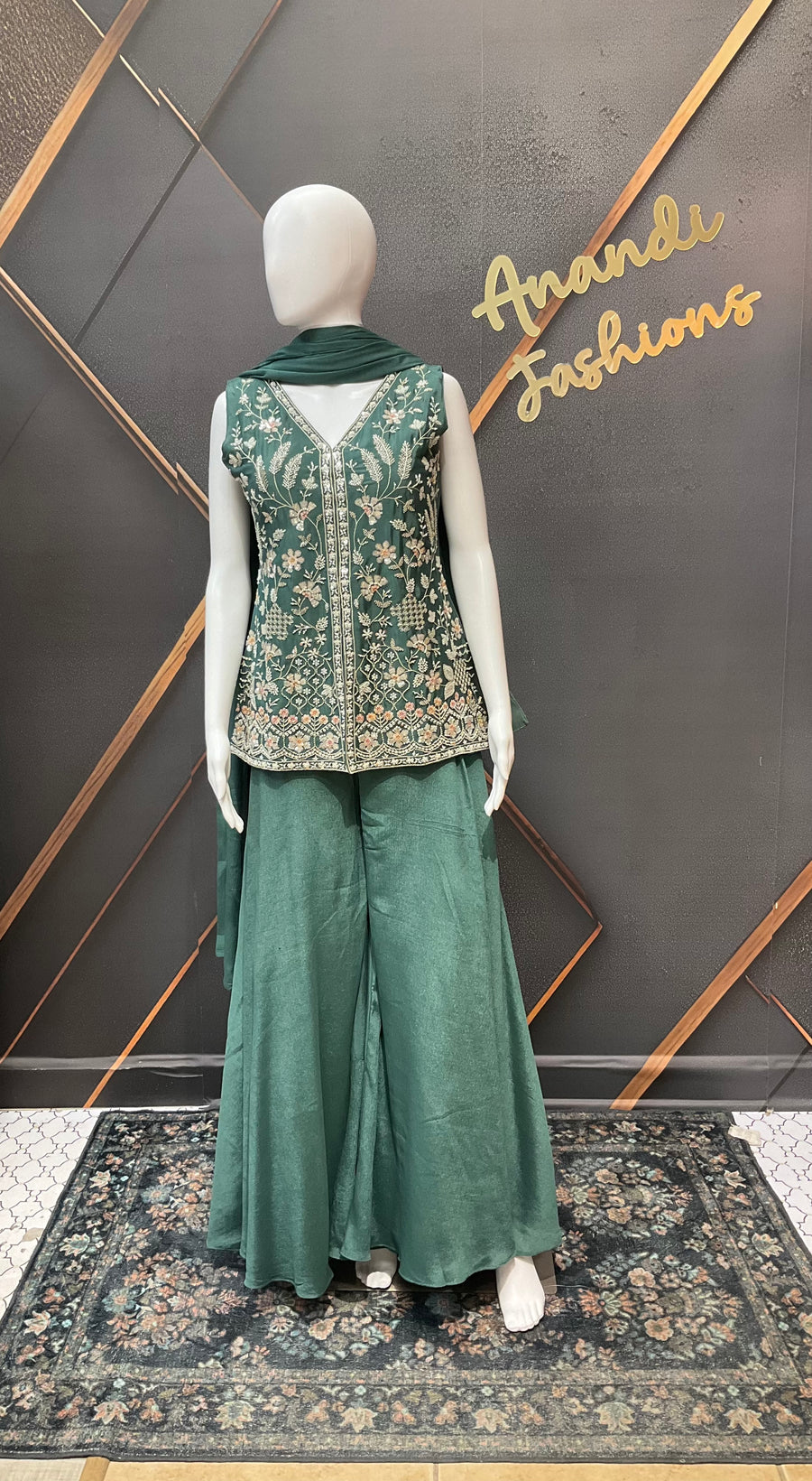 Green Party Wear Palazzo set