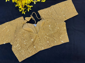 Gold Sequence Blouse - Front Opening- Size 38