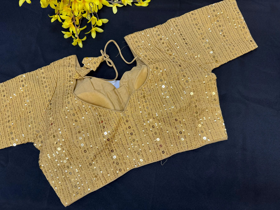 Gold Sequence Blouse - Front Opening- Size 38