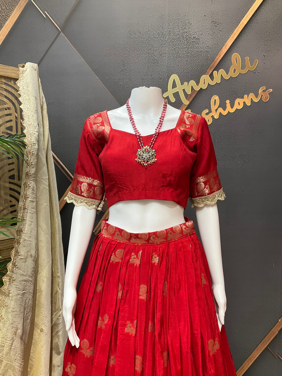 Red Benarasi Lehenga/Half Saree set