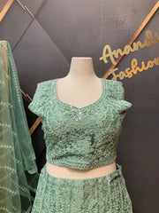 Mint Green Plus Size Party Wear Lehanga set