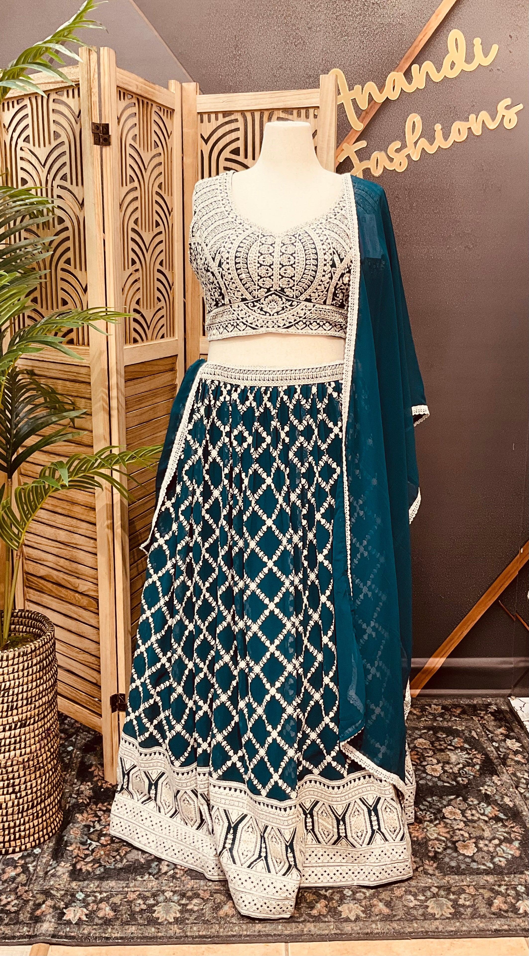 Plus Size Georgette Lehenga Set - Heavy Work Party Wear