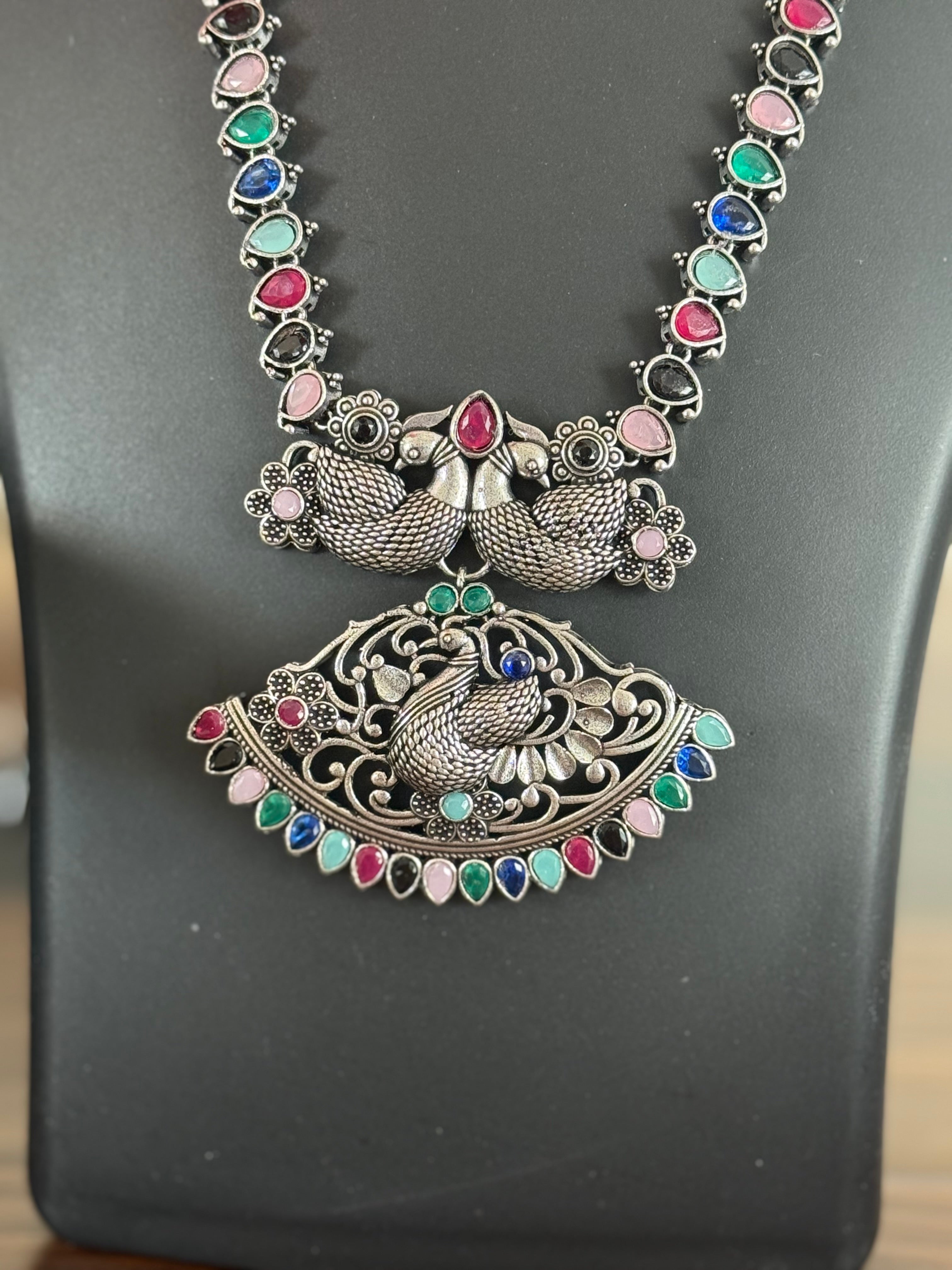 German Silver - Long Haram/Necklace with multicolor stones