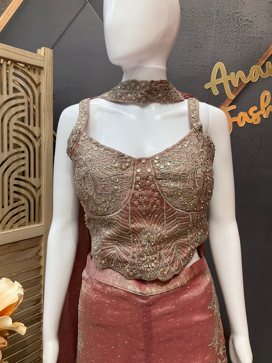 Pink Indo Western Party Wear Palazzo set