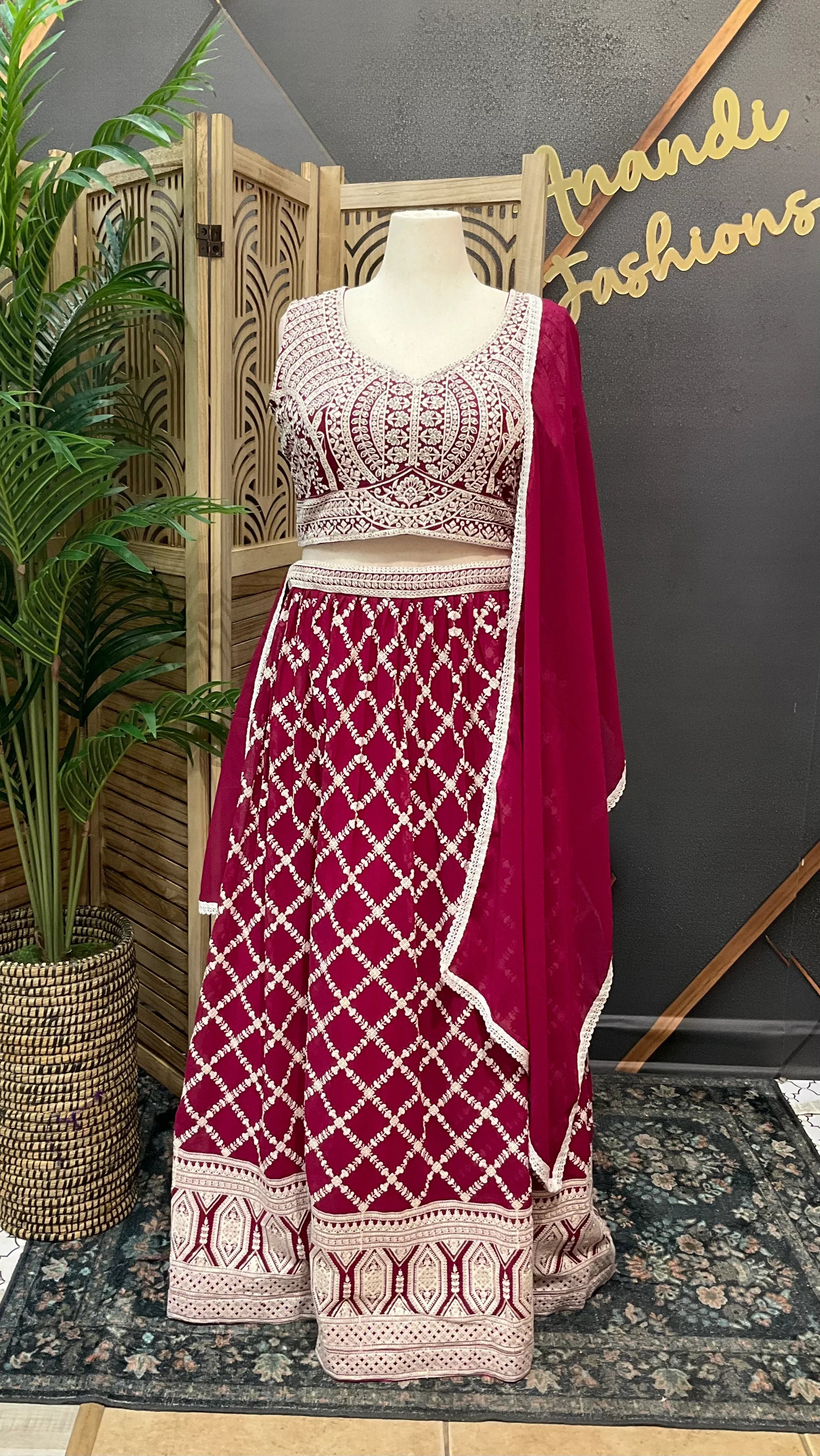 Plus Size Georgette Lehenga Set - Heavy Work Party Wear